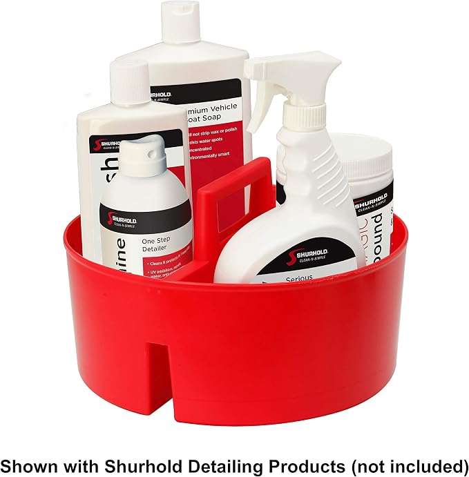 Shurhold 2404 Bucket Caddy Organizer for 5 Gallon Buckets, Holds Cleaning Supplies, Brushes & Bottles, Red
