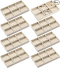 Highergo 8 Pcs Velvet Jewelry Trays Stackable Drawers Organizer Ring Earring Bracelet Necklace Storage Trays, 8.3x4.7x1''(6 Grids)