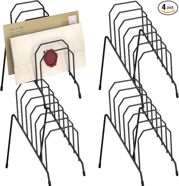 Gawerk Incline Desk Mail Organizer Letter Holder with 6-Section 4 Pack