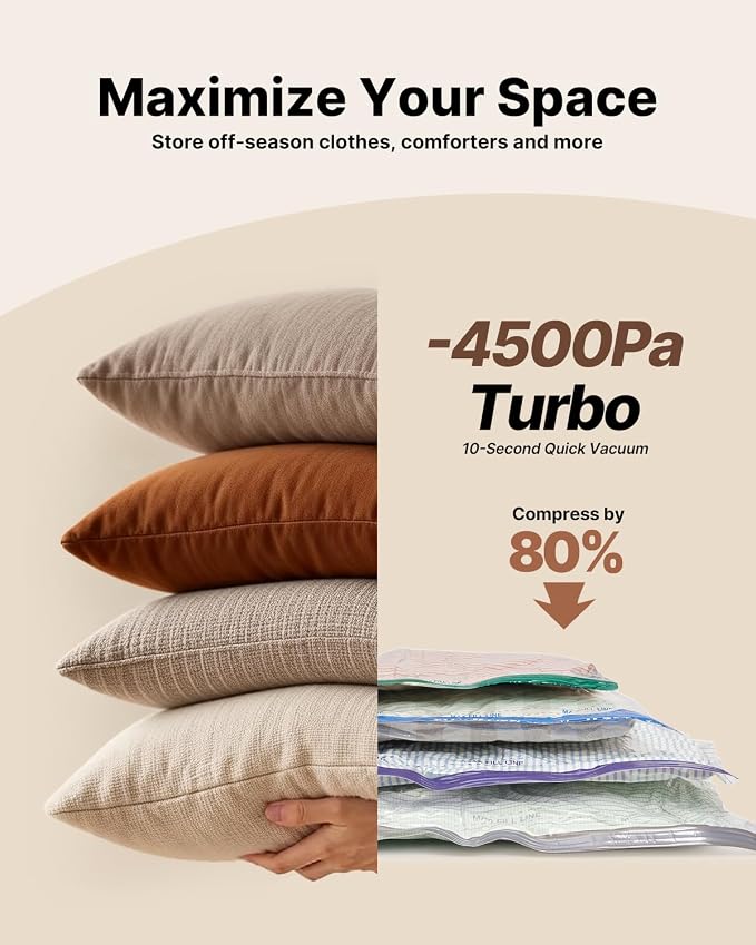 Vacuum Seal Bags for Clothing Travel with Rechargeable Cordless Pump, VINTAR 20 Pack Space Saver Vacuum Storage Bags Set (5XL/5L/5M/5S) for Clothes, Travel Compression Bags for Luggage and Suitcase