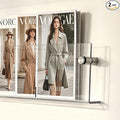 2-Pack Clear Acrylic Magazine Holder Brochure Holder,17 Inch Hanging Magazine Rack with Hardware, Floating Bookshelf Brochure Display Organizer for Home, Office, Reception Area