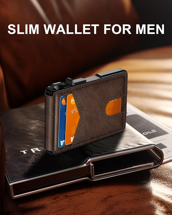 Wallet for Mens Minimalist Wallet 9-13 Cards RFID Blocking Slim Wallet | Money Clip & ID Window, Compact Smart Pop Up Card Wallet, Metal Aluminum Credit Card Holder Wallet, Birthady Gifts for Men