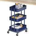 Simple Houseware 3-Tier Utility Cart, Low 24" Height Fits Under Desk, Navy | Compact & Lower Height Great for Under-Desk Space-Saving Storage for Home Office, Dining Room, or Kitchen