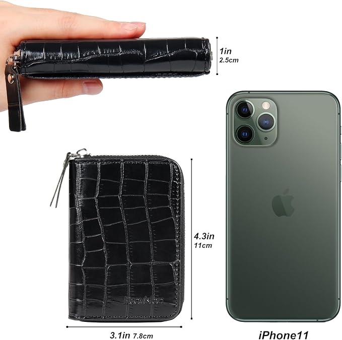 Credit Card Wallet, RFID Card Case Wallet, Zipper Card Cases Holder for Men Women, RFID Blocking, KeyChain Wallet, Compact Size Card Organizer Case for Women