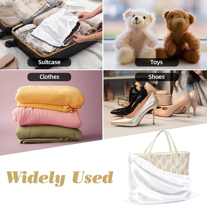 3‑Pack Drawstring Dust Bags with ID Labels | Silk Dust Covers, Handbags, Purses