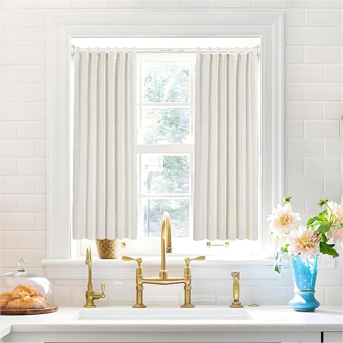 MEXAU White Tension Curtain Rod 40-183 Inch Long Tension Rod 1.26" Spring Tension Curtain Rod Adjustable Curtain Rods No Drilling Tension Shower Rod Curtain Tension Rod for Bathroom Windows Doorways