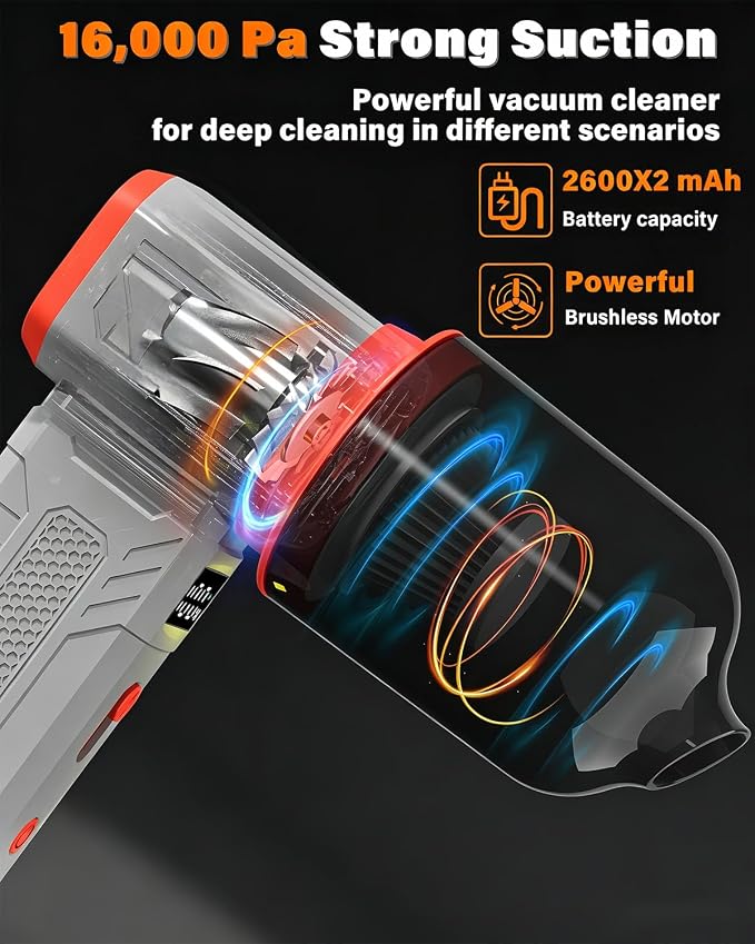 FT08 Compressed Air Duster, 1-10 Stepless Speed Adjustable | Powerful Electric Dust Blower with Display , 130000RPM Brushless Motor, Jet Fan for Keyboard PC Car Outdoor, Gray, 2-in-1