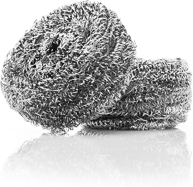 Stanley Home Products Stainless Steel Scrubbers – Rust Resistant Sponge for Pots, Pans, Grills, Ovens, Sinks and Tools – Metal Scrubbers for Kitchen & Garage Cleaning (2 Pack - 4 Count)