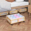 Underbed Storage with Wheels, 2 Pack Bamboo Containers for Shoes & Clothes | Dustproof bags protect contents. Stackable frames save space. 360° wheels provide smooth access to clothes, bedding and toys