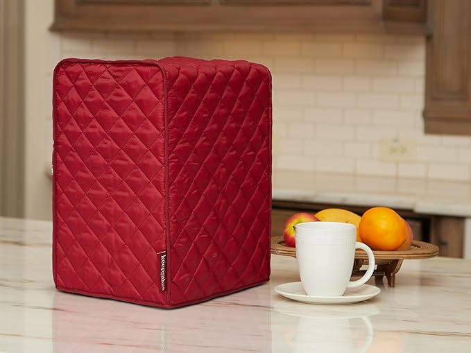 Covermates Keepsakes Coffee Maker Cover – Quilted Appliance Protector for Espresso Makers – Dust & Stain Resistant, Washable Slip‑On Design for Countertop Storage, Red