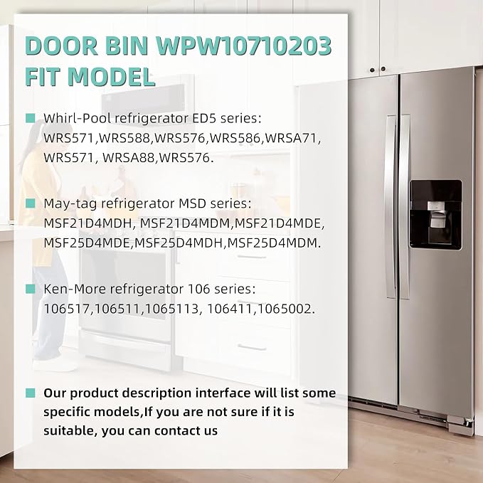 W10710203 Refrigerator Door Bin Fit for whirlpool kenmore Refrigerator WRS571CIDM01 WRS588FIHZ00 WRS588FIHZ04 Door Bin- Replaces W10451871 3436767 by AMI PARTS