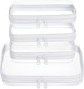 4 pcs Clear Zipper Pouches,Hard Shell Zipper Case | Toiletry Bag for Travel, CLear Diaper Bag, Toiletry Pouch, Travel Organizer, Cosmetic Bag,Toy Storage Bins (M+3S)