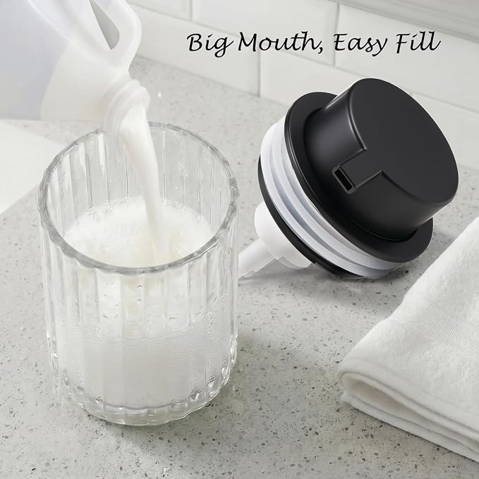Amolliar Foaming Soap Dispenser, Refillable 8OZ Hand Soap Dispenser, Black | Glass Soap Dispenser Plastic Pump, Dish Soap Dispenser for Kitchen, Bathroom Accessories Set, Bathroom Home Decor(1 Pack)