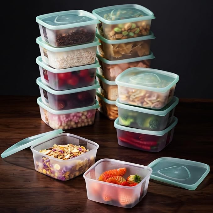 LivLab Mker 30 PCS Food Storage Containers with Lids - Reusable Meal Prep Containers Bpa-Free Freezer Lunch Boxes for Leftovers, Snack, Fruits, Salad - 15 Sets | 20 fl oz | 2.5 Cups