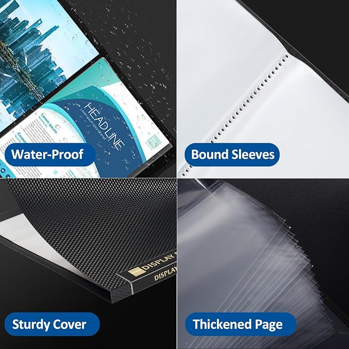 Sooez Binder with Plastic Sleeves 30-Pocket, Displays 60 Pages, 8.5x11 Presentation Folders with Clear Sheet Protectors, Art Portfolio Binder for Certificate & Office Project, Document Organizer