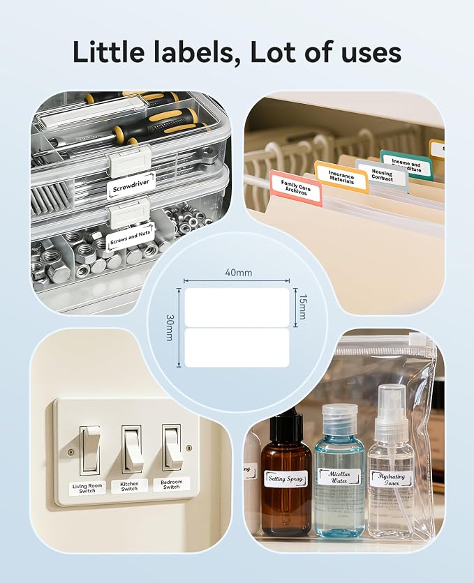 NIIMBOT 3 Roll Set Labels,1.3"x1.3" Colorful/1.6"x0.8" Zoo/1.6"x0.6" 2 Rows | Thermal Label Refills for B1/B21/B21Pro Label Maker, for Daycare/Spice Jar/Address/Logo/Name/Food Container