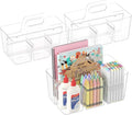 Lifewit 3 Pcs Plastic Caddy Organizer with Handle, Portable Art Supply Storage for Craft Supplies, Cosmetics, Holds Pencil, Crayon, Brushes, Hair Product, Dorm Shower Caddy, Clear, 25 x 15x 17cm