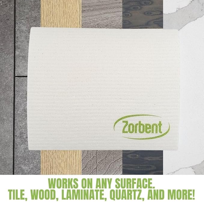 Zorbent Super Absorbent Towels 6 Pack, Natural, Reusable Paper Towel Alternative, Lint Free Cleaning Cloth for Kitchen, Gym, Shoes, Travel, & Camping, Multipurpose Damp Duster, Spill & Mess Cleaner