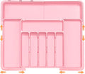 Spaclear Silverware Organizer Expandable Kitchen Utensil Drawer Organizer Large BPA Free Adjustable Cutlery Silverware Tray for Spoons Forks Knives Storage Divider for Kitchen Flatware 6-9 Slots Pink