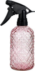 Glass Handheld Spray Bottle - 12oz Refillable Bottle ，Adjustable Nozzle Watering Can for Garden Plants Cleaning Solutions (Pink)