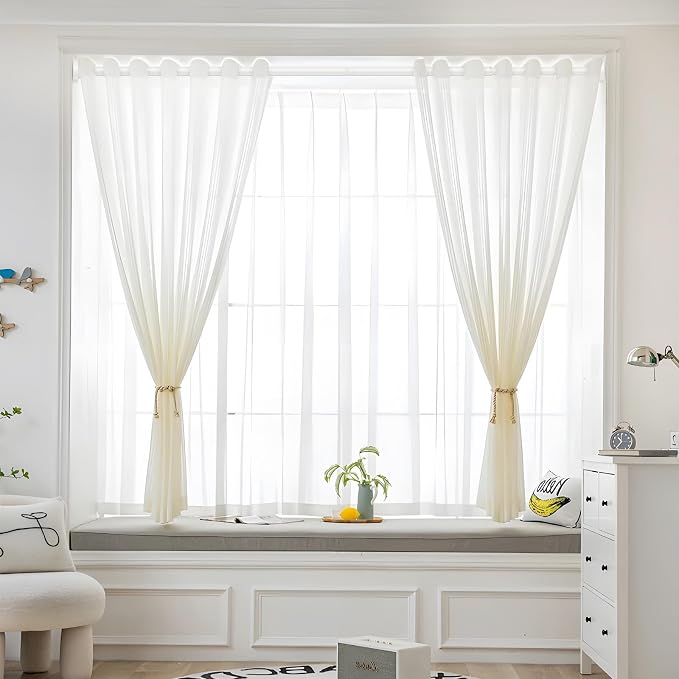 AIZESI Tension Rods for Windows 28 to 48 Inch, 1 Inch Diameter Tension Curtain Rod White Adjustable Non-Drilling, Anti-Slip, Anti-Rust Spring Loaded Curtain Rods Small Shower Curtain Rod