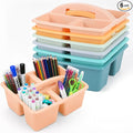 6 Pack Assorted Colors Classrooms Caddy 4 Compartment Classroom Caddy Compartment Caddies Set Table Caddies Classrooms with Handle for Classroom Organization Table Desk Office Supplies(Boho)