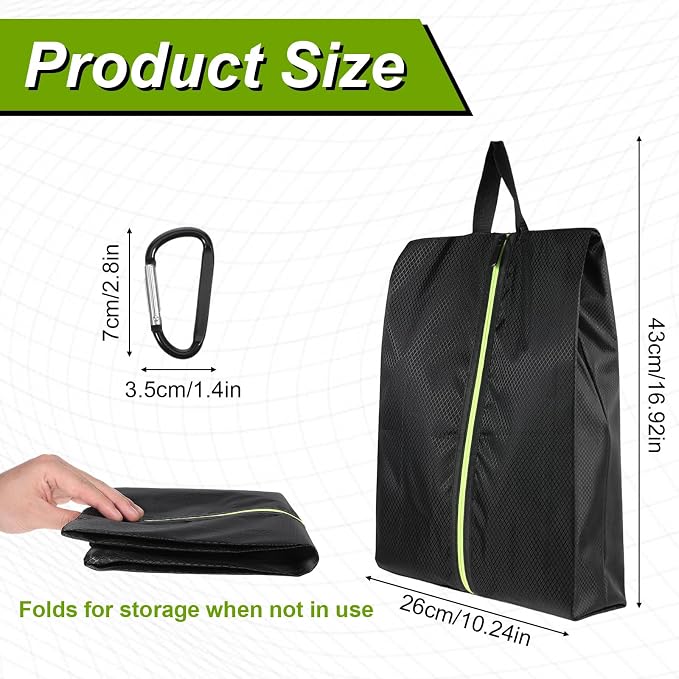 Cleat Bags for Sports Smell Proof, Travel Shoe Bag for Storage | Odor-Resistant Portable Shoes Organizer with Reinforced Handle, Carabiner
