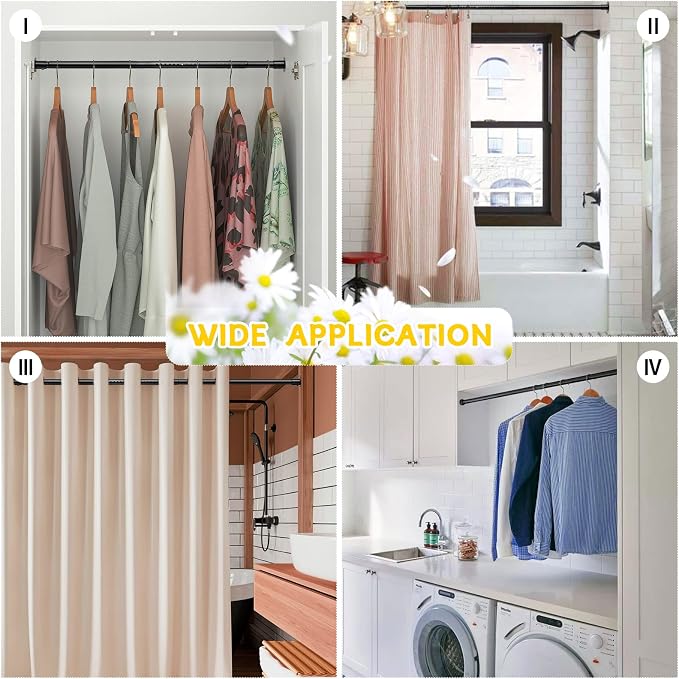 Closet Rods for Hanging Clothes, Heavy Duty Closet Rod 17-27 Inch Adjustable Clothes Hanging Bar Metal Shower Curtain Rods for Closet, Wardrobes, Bathroom, Windows