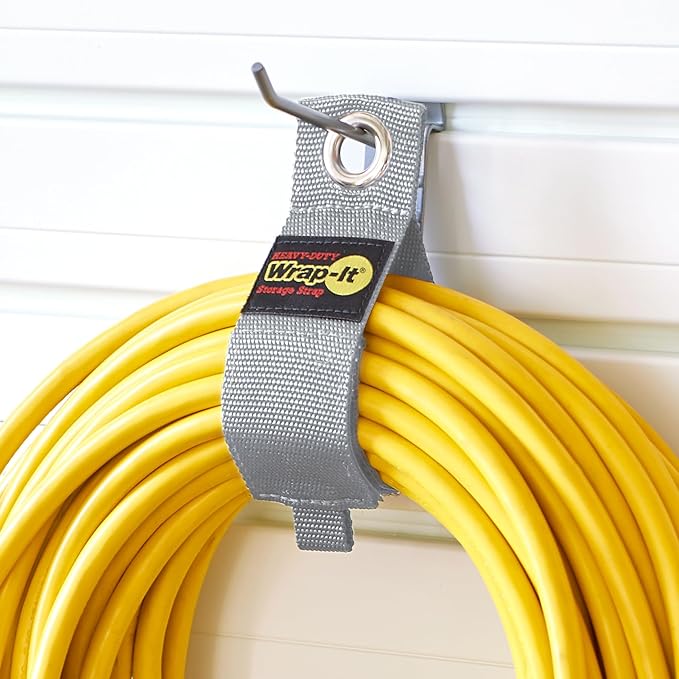 Heavy-Duty Wrap-It Storage Straps - (Assorted 6-Pack) Silver - Garage Organizer and Extension Cord Hanger and Electric Cord Organizers for Garage Gadgets