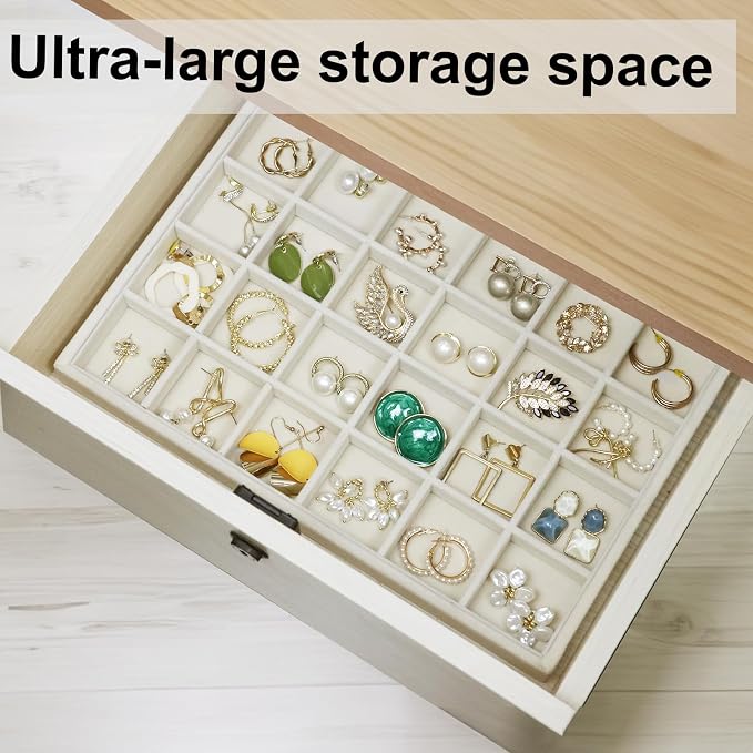 Large Velvet Jewelry Organizer, Velvet Jewelry Organizer Sunglasses Storage Organizers, Large Jewelry Drawer Organizer Tray, Eyeglass Organizer Earring Holder Ring Display (Earring Tray)