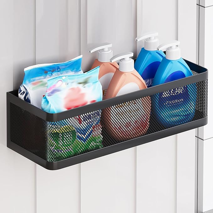 Magnetic Shelf for Washing Machine, Black, L13.78in*W5.12in*H3.94in | Magnetic Organizer for Laundry, Hanging Basket Storage, Magnetic Fridge Shelves, Spice Rack for Refridgerator, 16.5-lb load