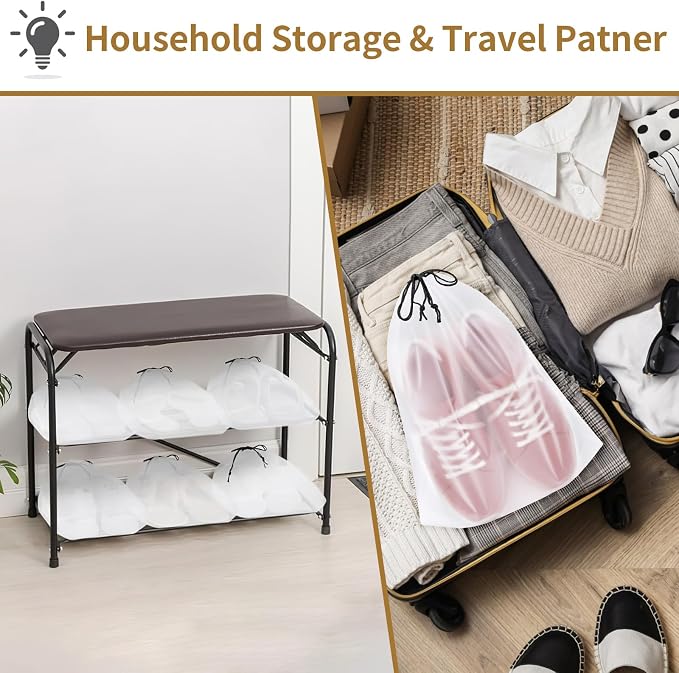 50 Pack Shoe Bags for Travel, 15.7" x 11.8" Translucent Travel Shoe Bags for Packing, Large Waterproof Portable Drawstring Travel Shoe Storage Bag Travel Essentials Women for and Men
