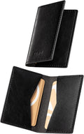 VULKIT Leather Business Card Holder 2 Sided Slim Business Name Card Organizer for Men or Women, Up to hold 20 cards (Vintage Black)
