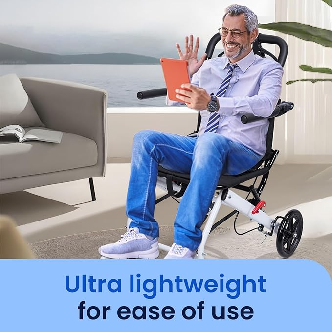 (15lb) Super Lightweight Wheelchairs for Adults，Easy to Travel, Locking Hand Brakes, User-Friendly, Folding, Portable. for Adults or Child (up to 220lbs) A