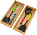 Bamboo Kitchen Drawer Organizer 15"x 6", Wooden Stackable Silverware Tray | Utensil Organizer Cutlery Holder for Kitchen, Wooden Storage Box for Bathroom, Multi-Use Storage Bins Dividers for Office