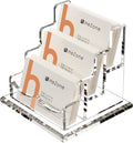 HeZone Business Card Holder for Desk 3 Slots 3 Tier, Clear Acrylic Cards Display Stand, Cards Organizer for Women and Men, Hold 150 Cards-Horizontal 3 Slots