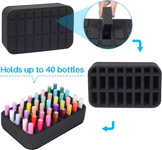 Nail Polish Organizer Holder Foam Pad DIY with 24 Slots for Storage Nail Polish or Essential Oil Tray for Drawers Black