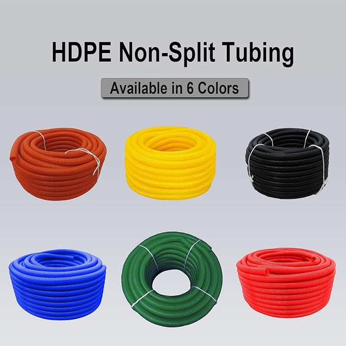 Flexible Polyethylene HDPE Non-Split Corrugated Wire Loom Tubing (Green, 2" Dia. x 100 ft)