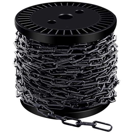 50 ft 1/12" Metal Hanging Chains Fixture Chain Decorative Black Chain Light Duty Chain Utility Chains for Hanging Plants, Basket, Light Fixture, Chandelier, Lamp (2mm 50ft)