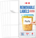 MESS Removable Food Labels for Containers (48-Pack) 3x4 Erasable Kitchen Labels for Organizing, Freezer & Fridge, White Dry Erase Labels for Jars