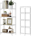 Crofy 4-Tier Foldable Bookshelf, White Frame & Transparent Shelves | No-Assembly Collapsible Portable Storage Organizer; Sturdy Transparent Shelves; Ideal for Living Room & Home Office