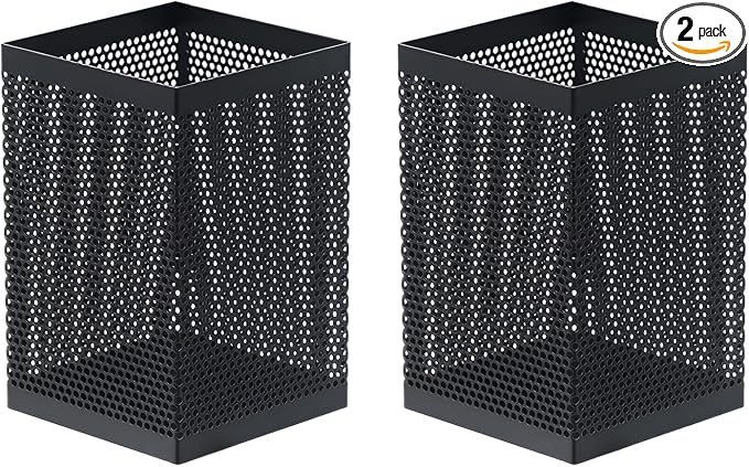 Comix Mesh Pen Holder Desk, Wire Pencil Holder with Foam Pad and Non-Slip Bottom Office Supplies Desk Organizer for Home Office School, 2 Packs