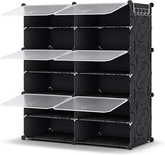 HOMIDEC Shoe Rack Organizer, 6 Tier Storage Cabinet 24 Pair Plastic Shoe Shelves for Closet Hallway Bedroom Entryway