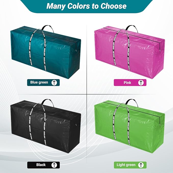 66 Gallon Extra Large Storage Bags 6 Pack – Pink XXL Heavy Duty Waterproof Moving Tote Bags for College Dorm, Travel, Clothes & Bedding Foldable Zippered Duffle with Handles