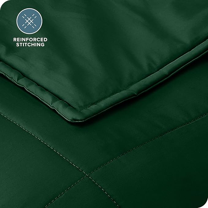 Bare Home Weighted Blanket Full or Queen Size 15lb (48" x 72") for Adults - All-Natural 100% Cotton - Premium Heavy Blanket Nontoxic Glass Beads (Forest Green, 48"x72")