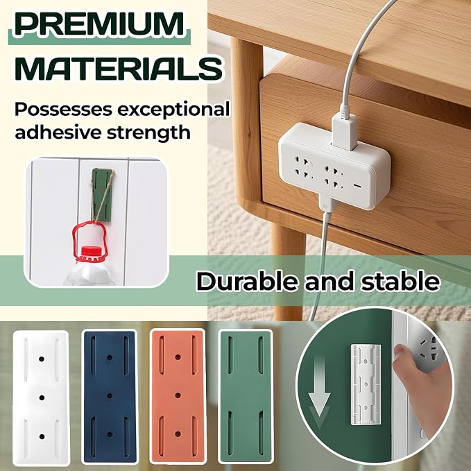 6PCS Power Strip Holder Wall Mount,Self Adhesive Power Strip Holder,Desktop Punch-Free Socket Fixer for Kitchen Home Office Table Wall Cable Management (Multi)