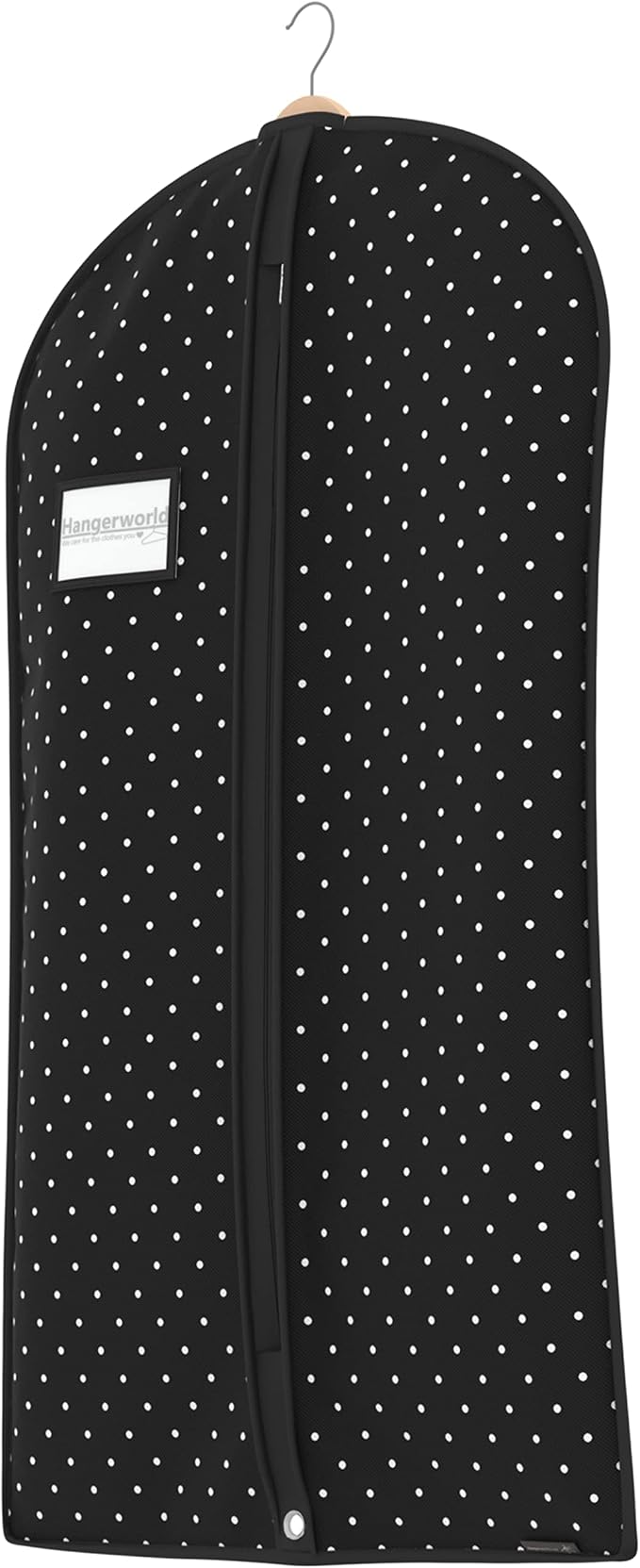 HANGERWORLD 40inch Garment Bag for Suits and Dresses Bags for Closet Storage Breathable Clothes Cover Dust Protector (1 Pack, Black Polka)