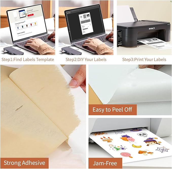 Full Sheet Sticker Label, 8.5" x 11" Shipping Label Paper (1500 Sheets, 1500 Labels), Self Adhesive Full Sheet White Matte Paper, Address Sticker Labels for Laser & Inkjet Printer