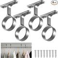 LEIFIDE 4 Pcs 1 5/16 Inch Diameter Round Wardrobe Closet Rod Suspended Center Support with Installation Screws Curtain Closet Rod Ceiling Mount Bracket for Home Wardrobe (Polished Chrome)
