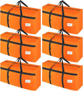 CIVJET 6 Pack Extra Large 90L Heavy Duty Moving Bags with Zippers and Handles - College Packing Bags for Clothes, Storage, Camping Essentials (Orange)